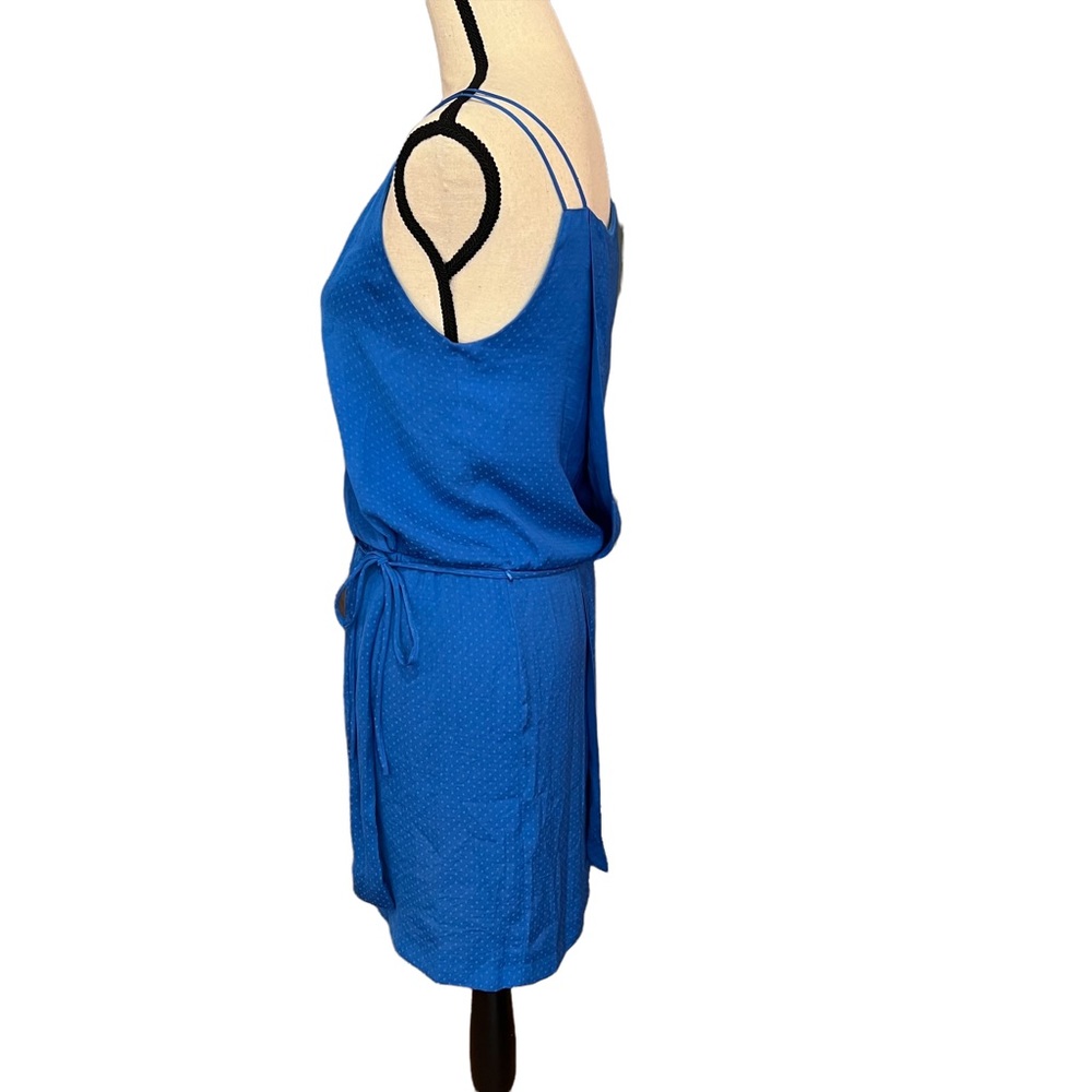 Zara Basic Blue Polka Dot Crossover Wrap Dress - image 3